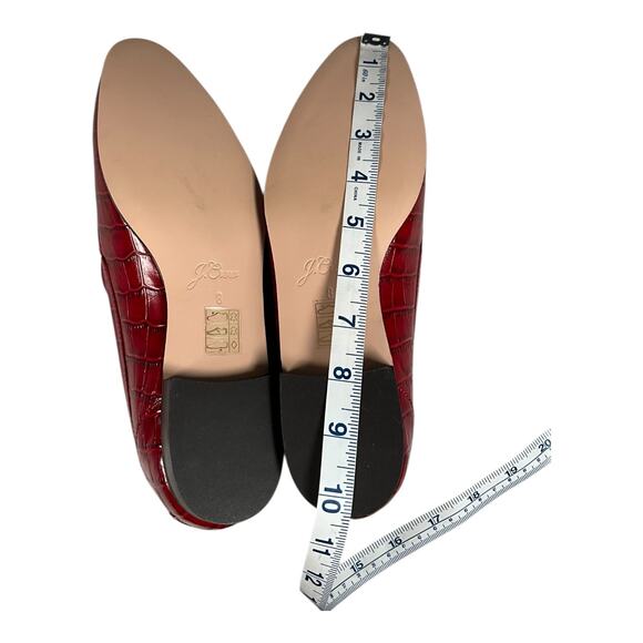 J.Crew Red Leather Croc-Embossed Loafers – Size 8 (Made in Morocco) - Picture 9 of 9